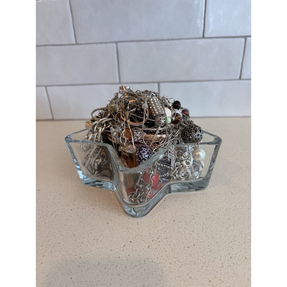 VTG Mystery All Silver And Gold Tone Jewelry Jar With Star Candy Dish